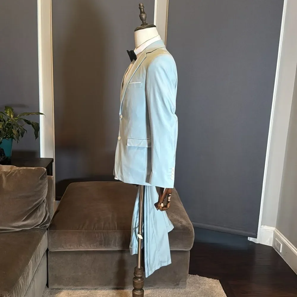 Men’s Pale Blue 2 Piece Suit Single Breasted 2 Button 36 Jacket 32 Pants NEW